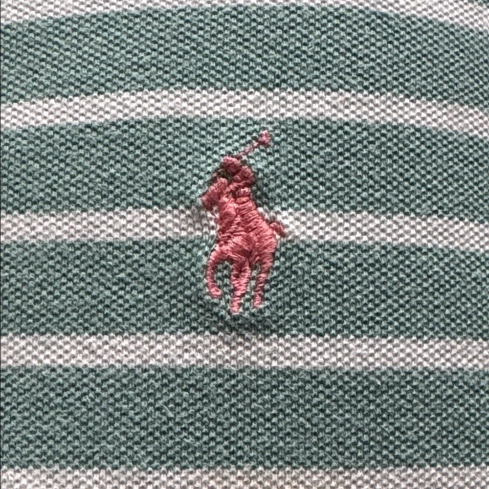 Polo by Ralph Lauren Mint Green and White‎ Striped pique Polo Sz XL